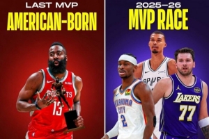 上一位获得MVP的美国本土球员是2018年的哈登 以后被国际球员包办_24直播网