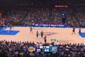 湖人首节罚球10-3雷霆 但落伍雷霆23分之多_24直播网