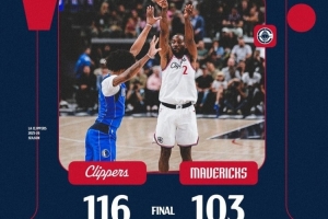 一连55场20+！快船赛后晒角逐海报：小卡标记性跳投入镜_24直播网