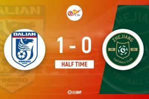 半场-廖锦涛谋划+补射破门刘浩帆进球被吹 大连英博暂1-0浙江_24直播网