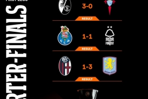 欧联杯1/4决赛首回合：弗赖堡3-0塞尔塔，，，，博洛尼亚1-3维拉_24直播网