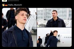 皇马官方社媒晒照，，，，确认球队已经抵达慕尼黑：你好，，，，慕尼黑！_24直播网