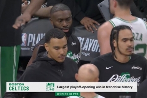 旗开告捷！凯尔特人32分大胜 创队史季后赛揭幕战净胜分最多纪录_24直播网